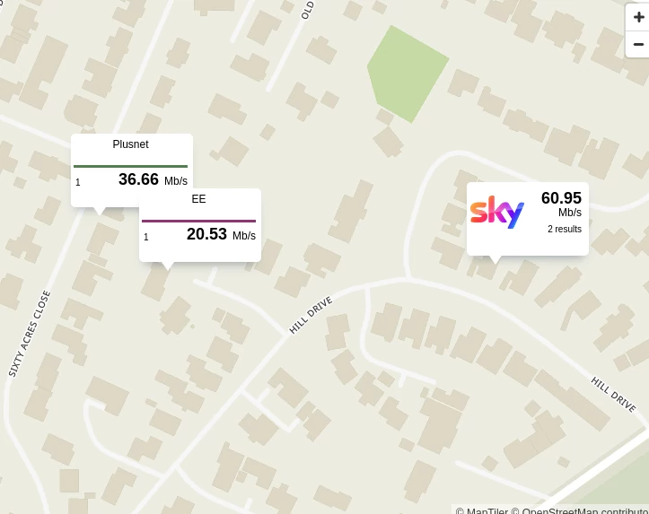 Broadband speed map