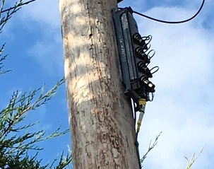 Fibre connectors on telegraph pole